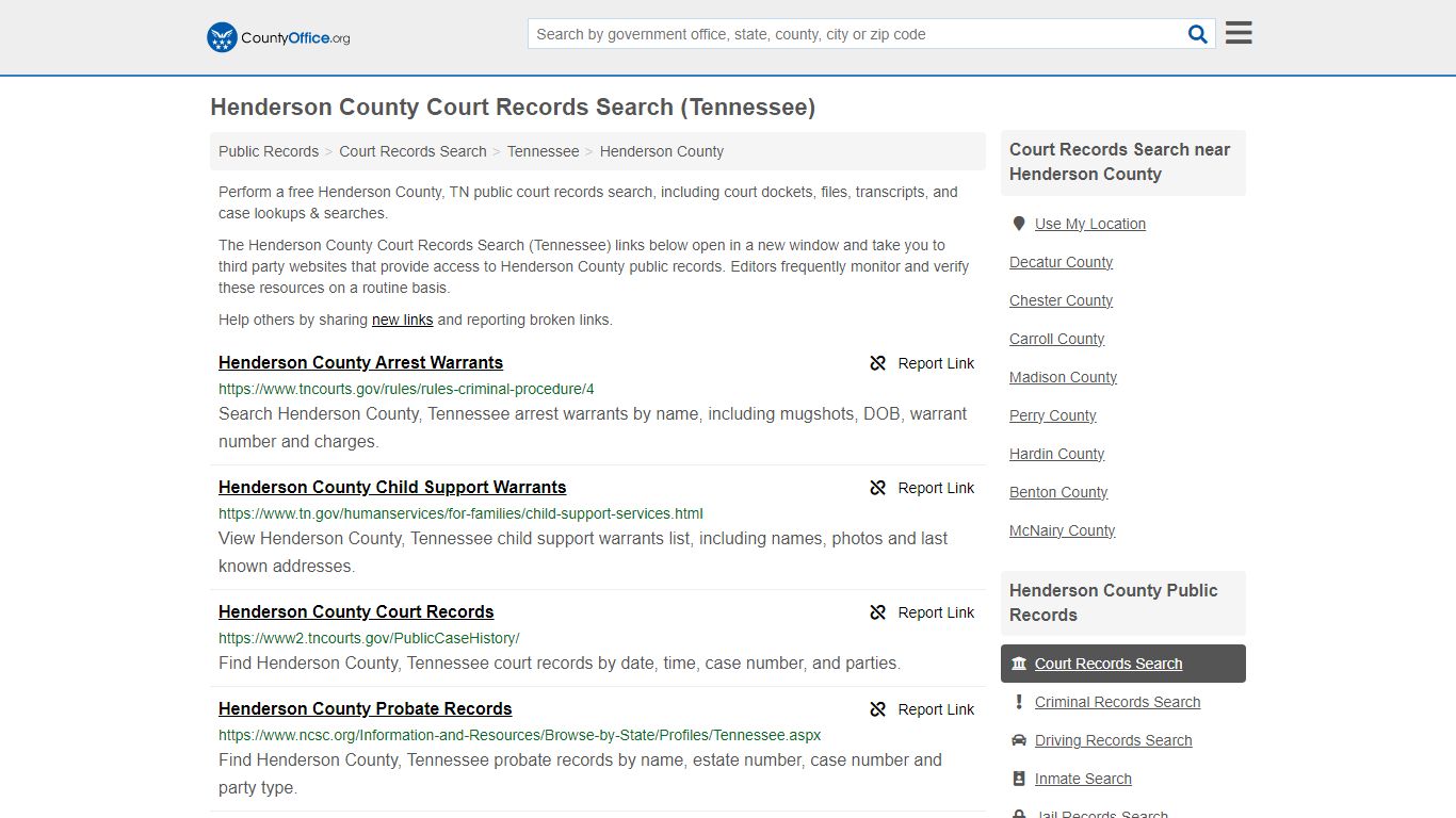 Henderson County Court Records Search (Tennessee) - County Office