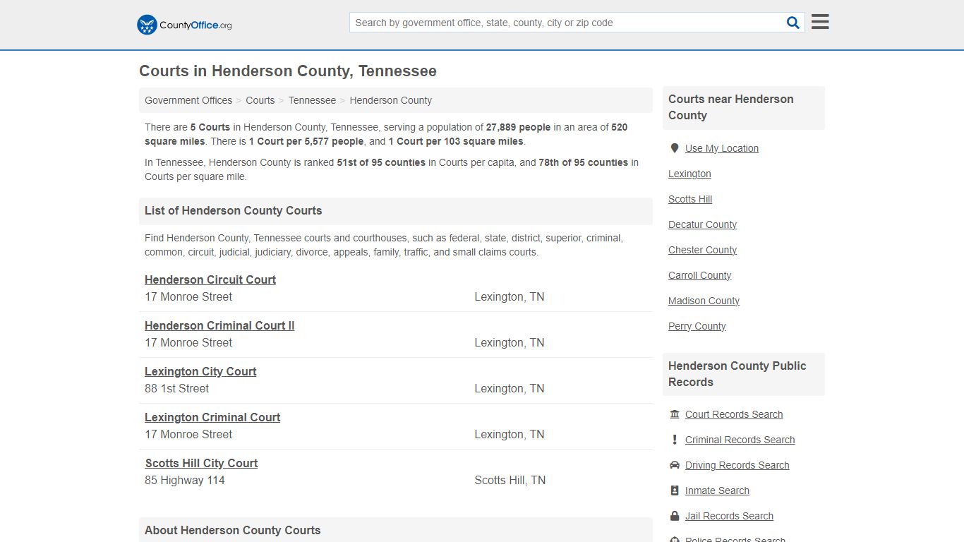 Courts - Henderson County, TN (Court Records & Calendars)